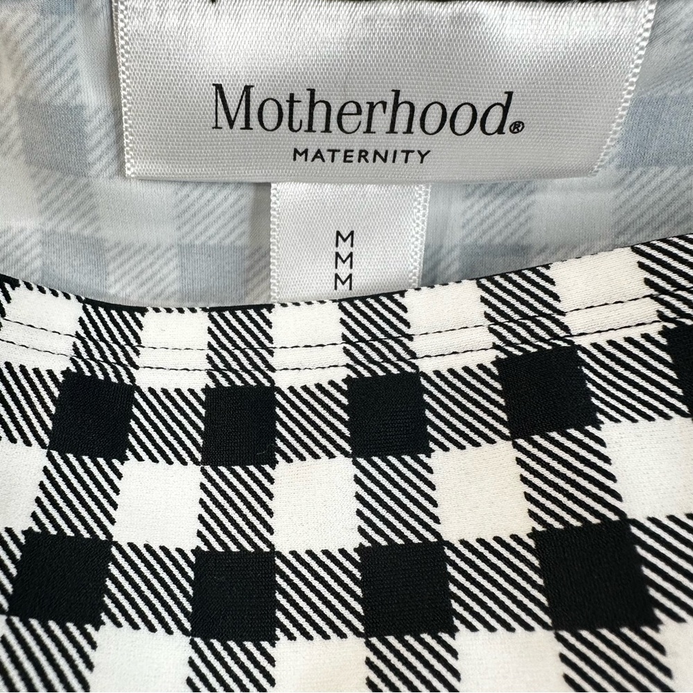 Motherhood Maternity Beach Bump Tankini Swimsuit Set Gingham Black White UPF50 M - Picture 9 of 10